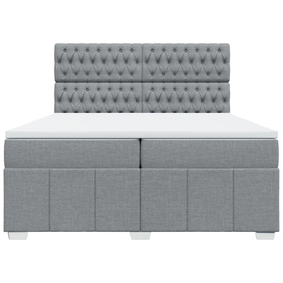 Boxspring met matras stof lichtgrijs 200x200 cm