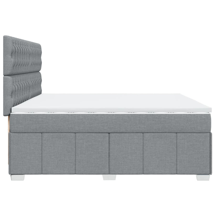 Boxspring met matras stof lichtgrijs 200x200 cm