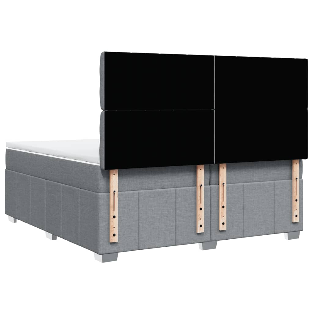 Boxspring met matras stof lichtgrijs 200x200 cm