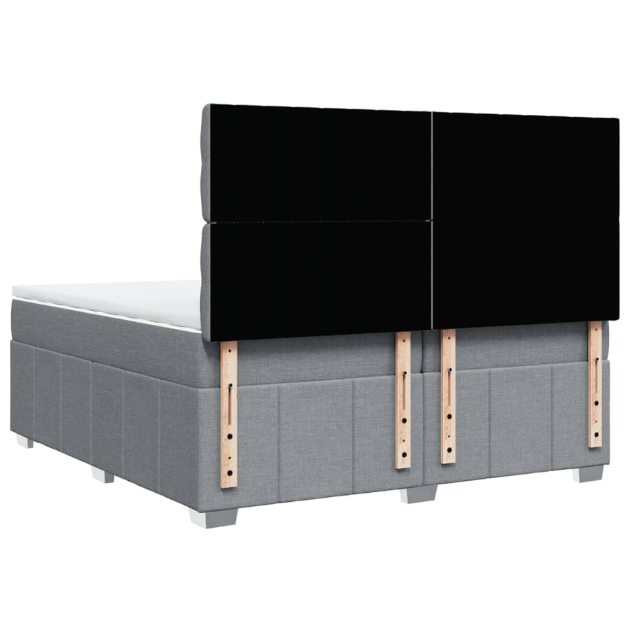 Boxspring met matras stof lichtgrijs 200x200 cm
