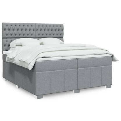 Boxspring met matras stof lichtgrijs 200x200 cm