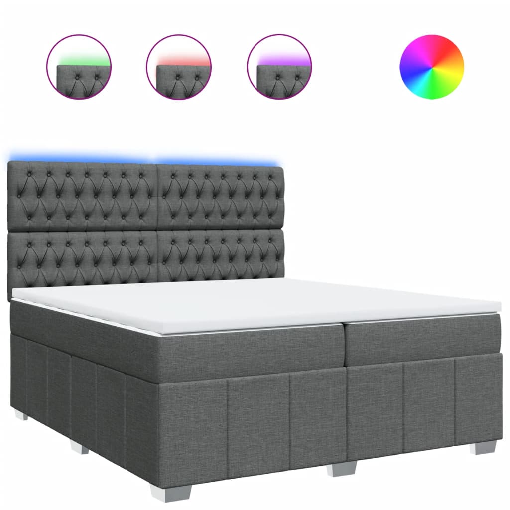 Boxspring met matras stof donkergrijs 200x200 cm