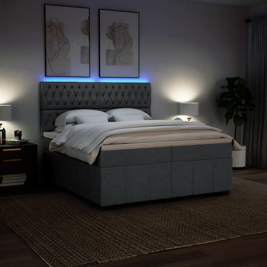 Boxspring met matras stof donkergrijs 200x200 cm