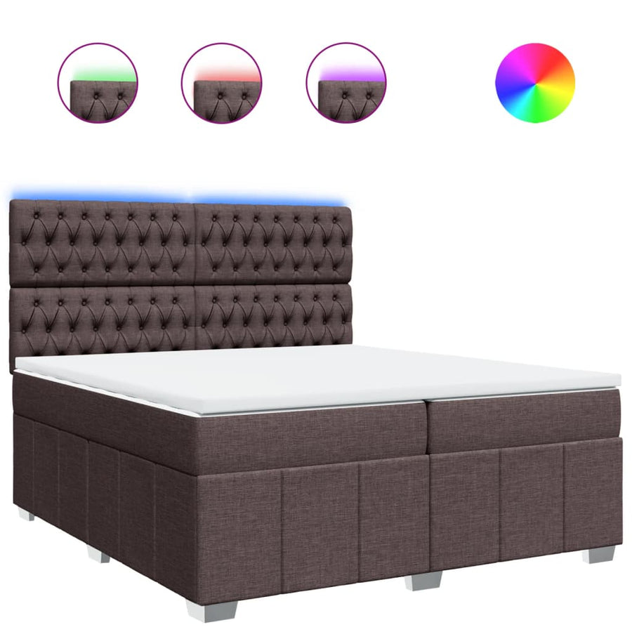 Boxspring met matras stof donkerbruin 200x200 cm