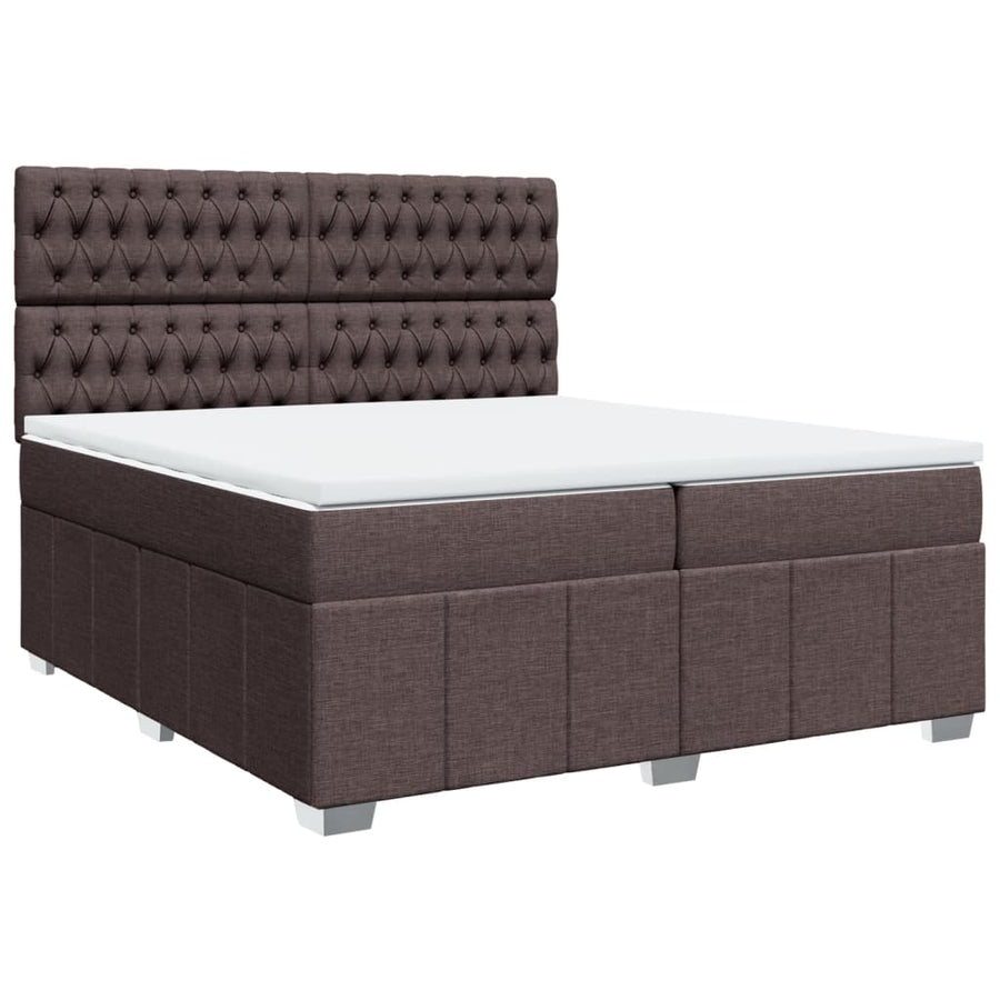Boxspring met matras stof donkerbruin 200x200 cm