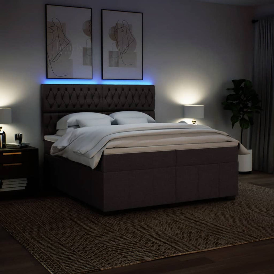Boxspring met matras stof donkerbruin 200x200 cm