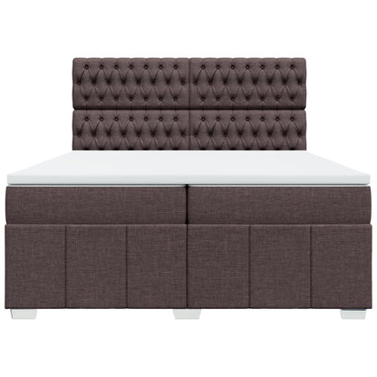 Boxspring met matras stof donkerbruin 200x200 cm