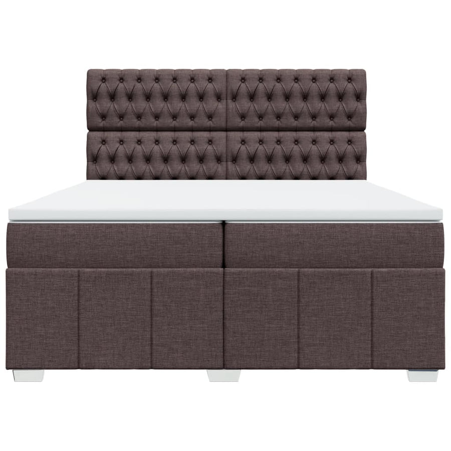 Boxspring met matras stof donkerbruin 200x200 cm