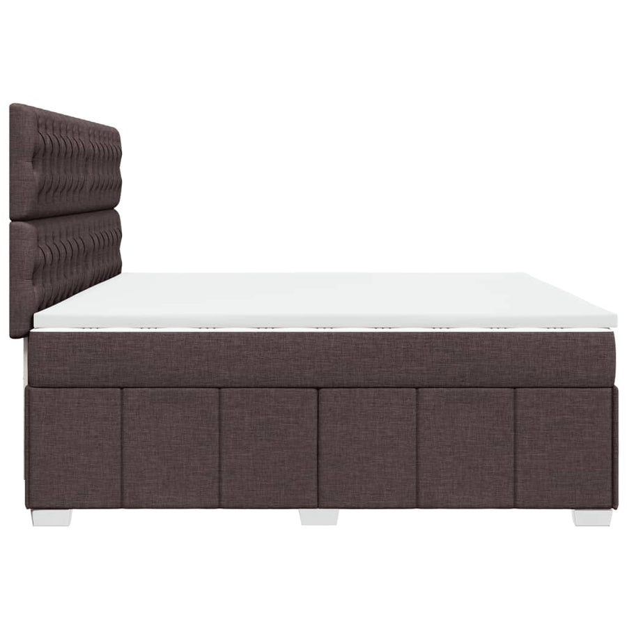 Boxspring met matras stof donkerbruin 200x200 cm