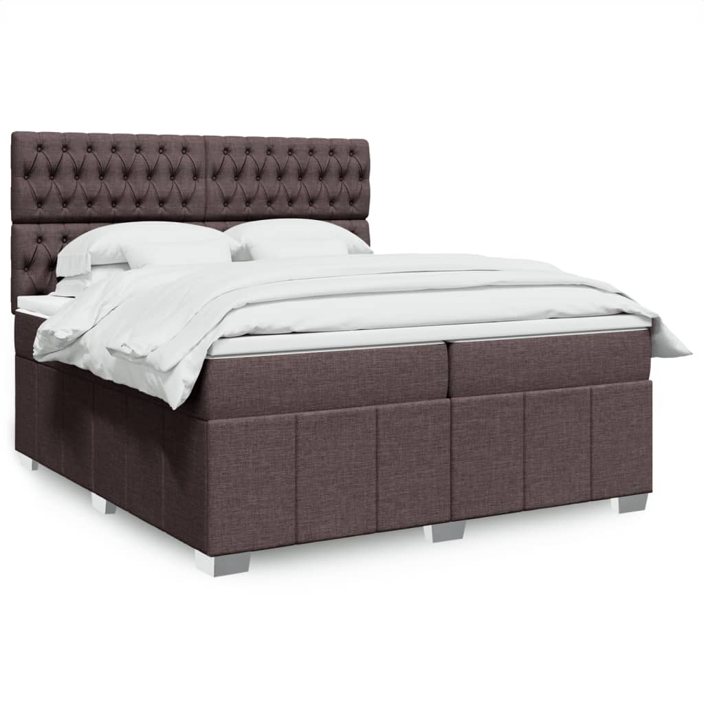 Boxspring met matras stof donkerbruin 200x200 cm