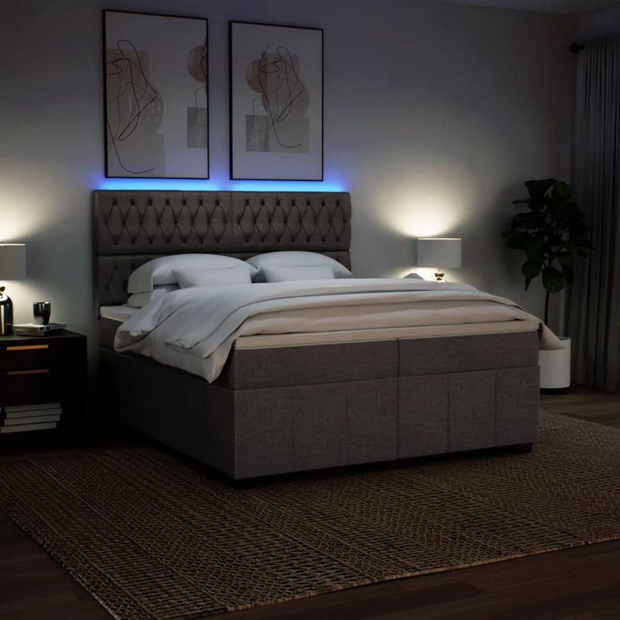 Boxspring met matras stof taupe 200x200 cm