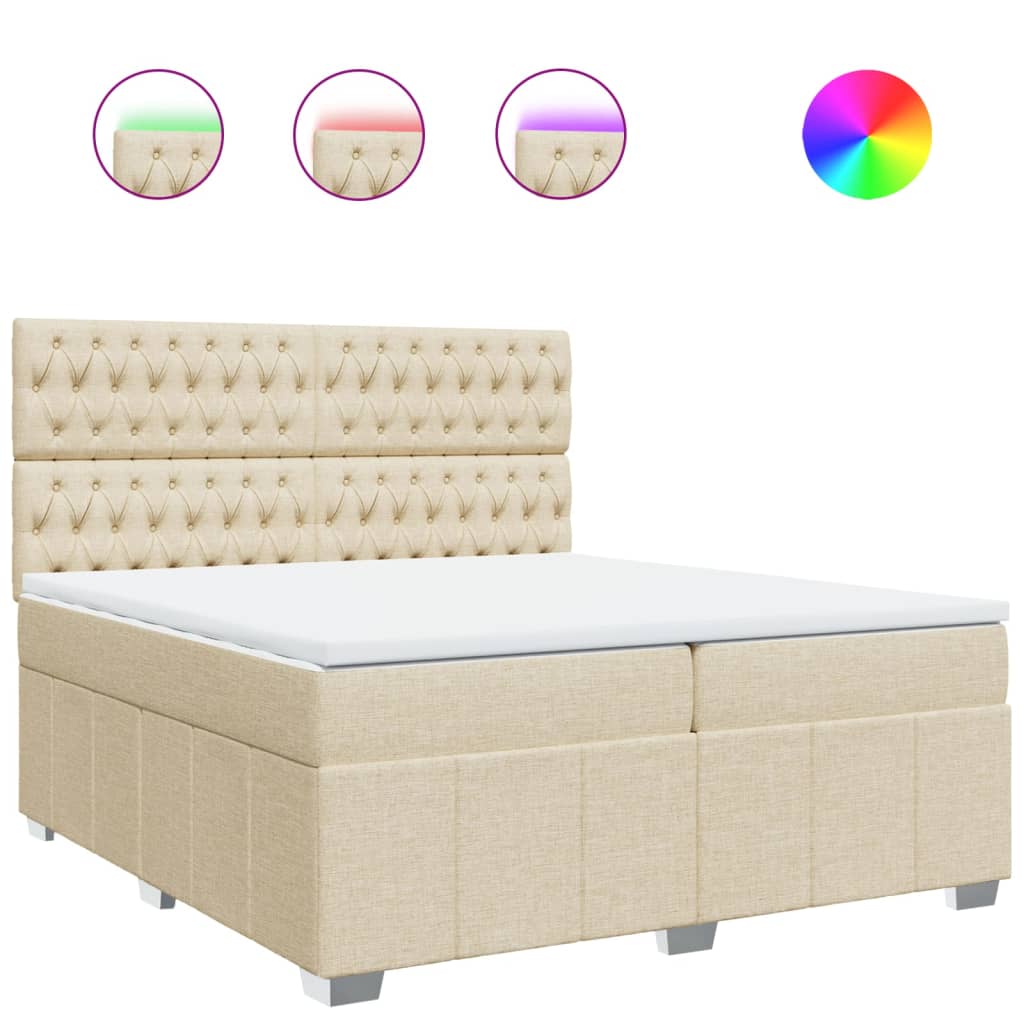 Boxspring met matras stof crèmekleurig 200x200 cm