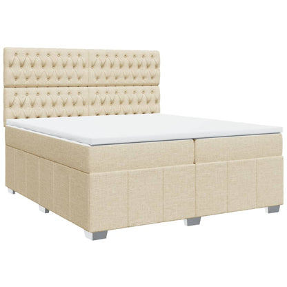 Boxspring met matras stof crèmekleurig 200x200 cm