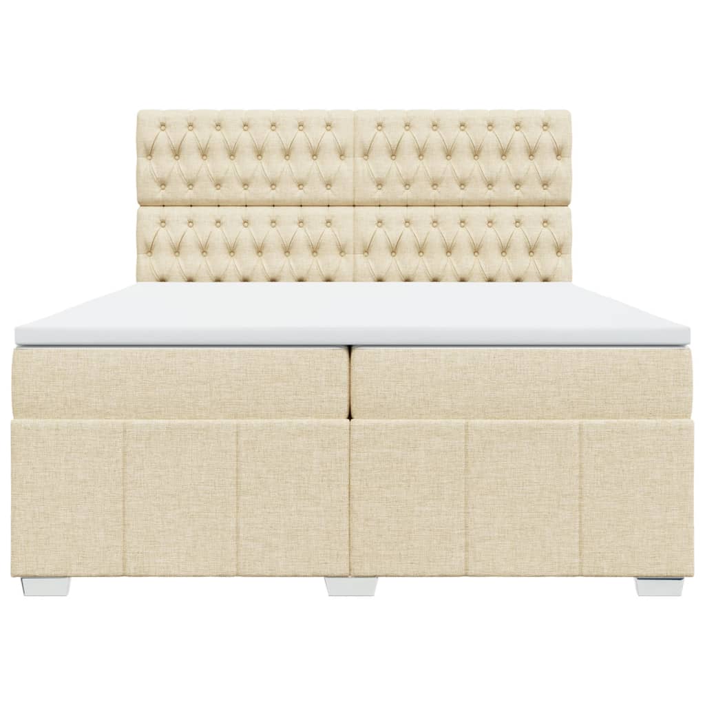 Boxspring met matras stof crèmekleurig 200x200 cm