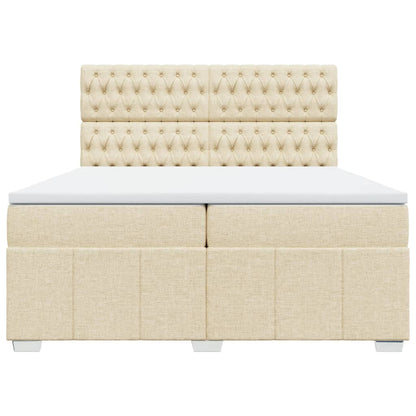Boxspring met matras stof crèmekleurig 200x200 cm
