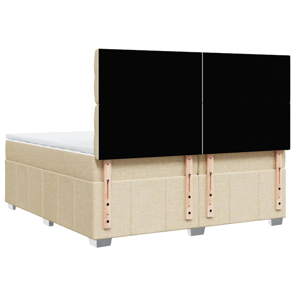Boxspring met matras stof crèmekleurig 200x200 cm