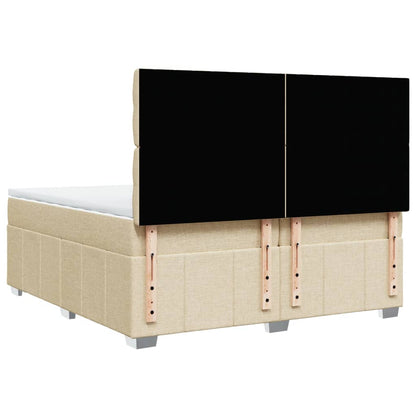 Boxspring met matras stof crèmekleurig 200x200 cm