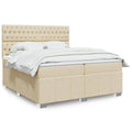 Box spring with fabric mattress cream-coloured 200x200 cm