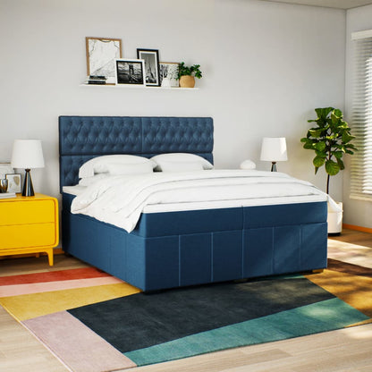 Boxspring met matras stof blauw 200x200 cm