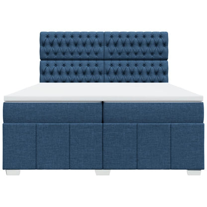 Boxspring met matras stof blauw 200x200 cm