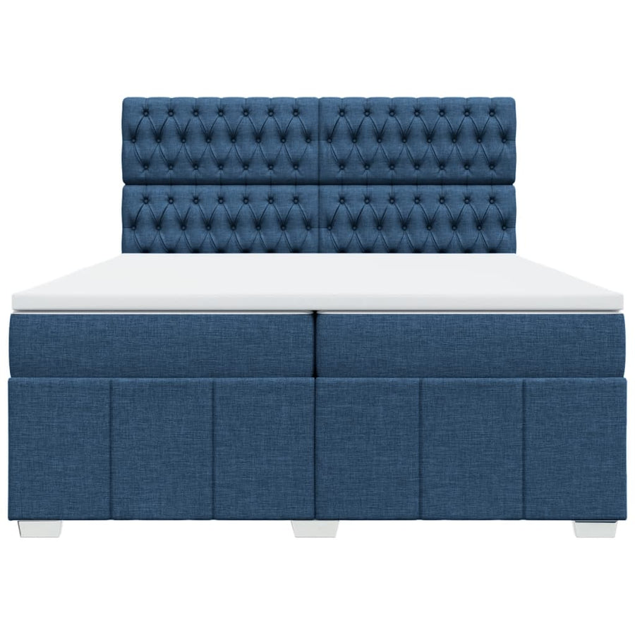 Boxspring met matras stof blauw 200x200 cm