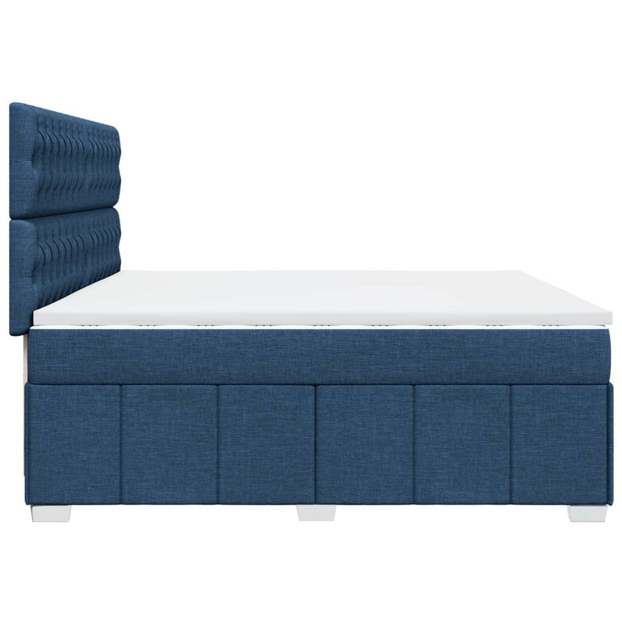 Boxspring met matras stof blauw 200x200 cm