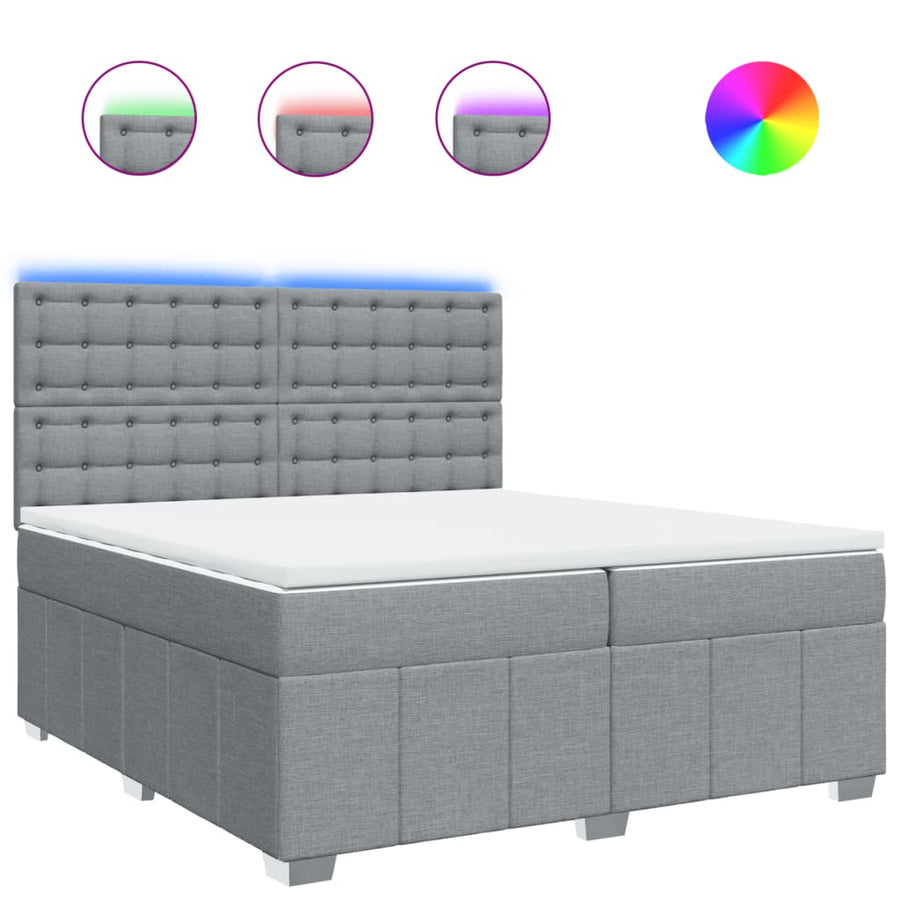 Boxspring met matras stof lichtgrijs 200x200 cm