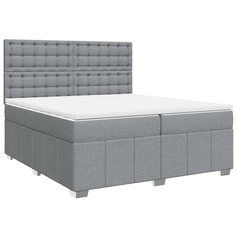 Boxspring met matras stof lichtgrijs 200x200 cm