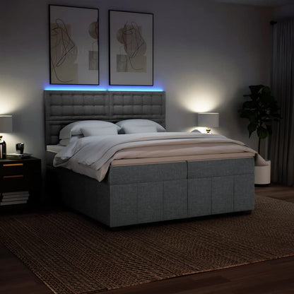 Boxspring met matras stof lichtgrijs 200x200 cm