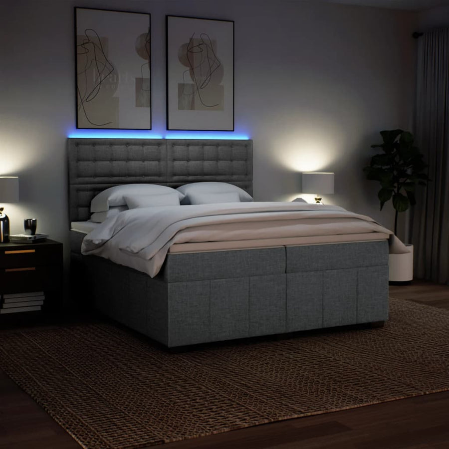 Boxspring met matras stof lichtgrijs 200x200 cm