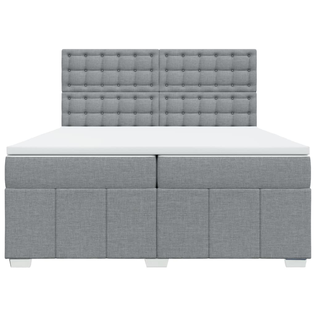 Boxspring met matras stof lichtgrijs 200x200 cm