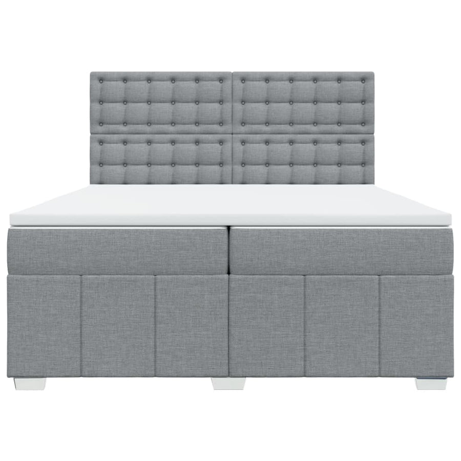 Boxspring met matras stof lichtgrijs 200x200 cm