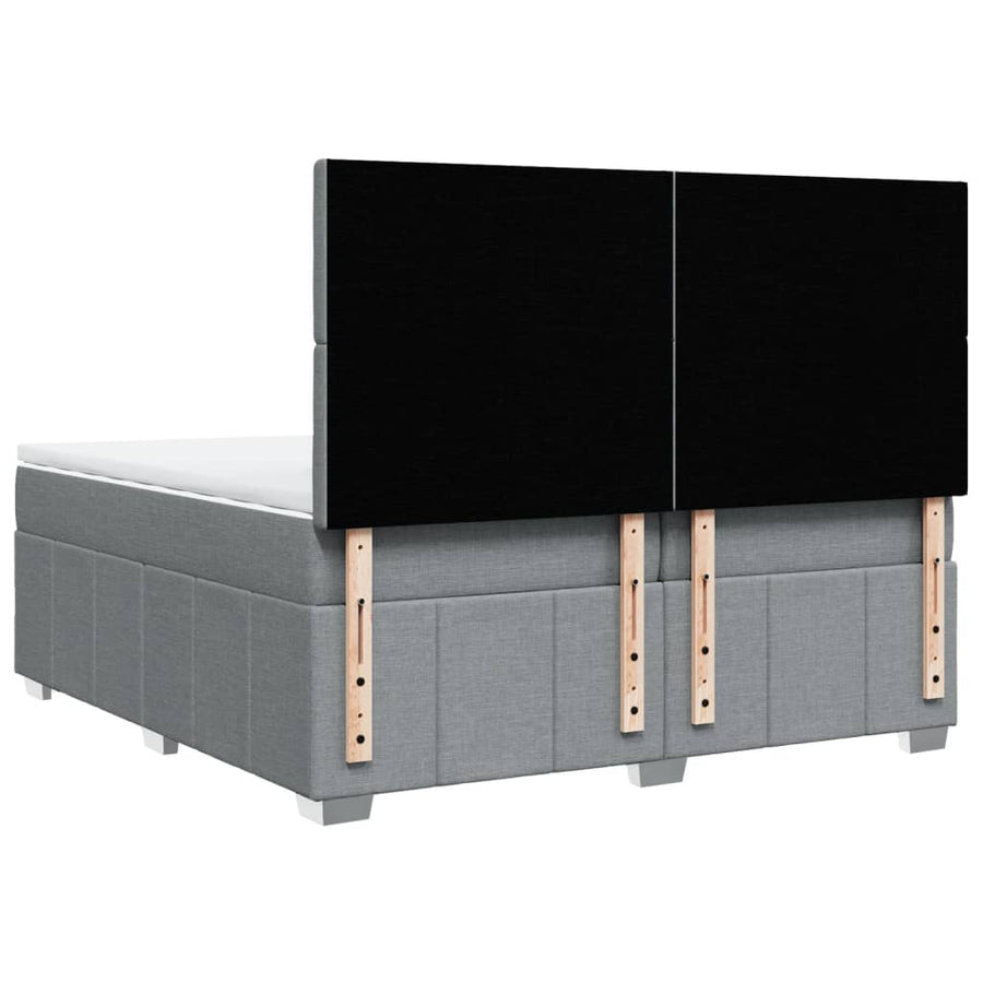 Boxspring met matras stof lichtgrijs 200x200 cm