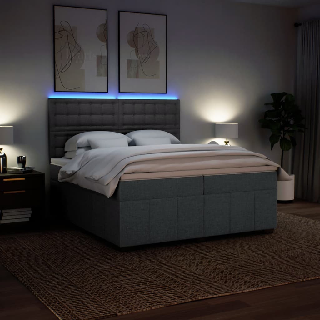 Boxspring met matras stof donkergrijs 200x200 cm