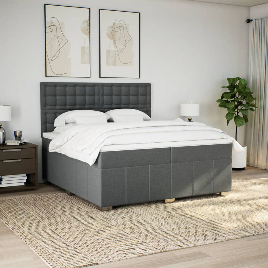 Boxspring met matras stof donkergrijs 200x200 cm