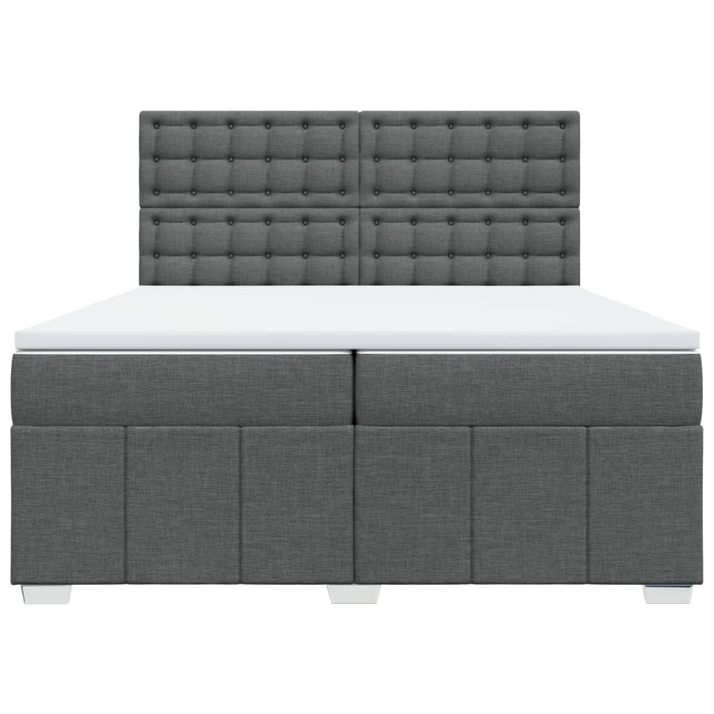 Boxspring met matras stof donkergrijs 200x200 cm
