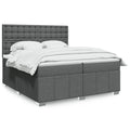 Box spring with dark gray fabric mattress 200x200 cm