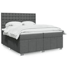 Box spring with dark gray fabric mattress 200x200 cm