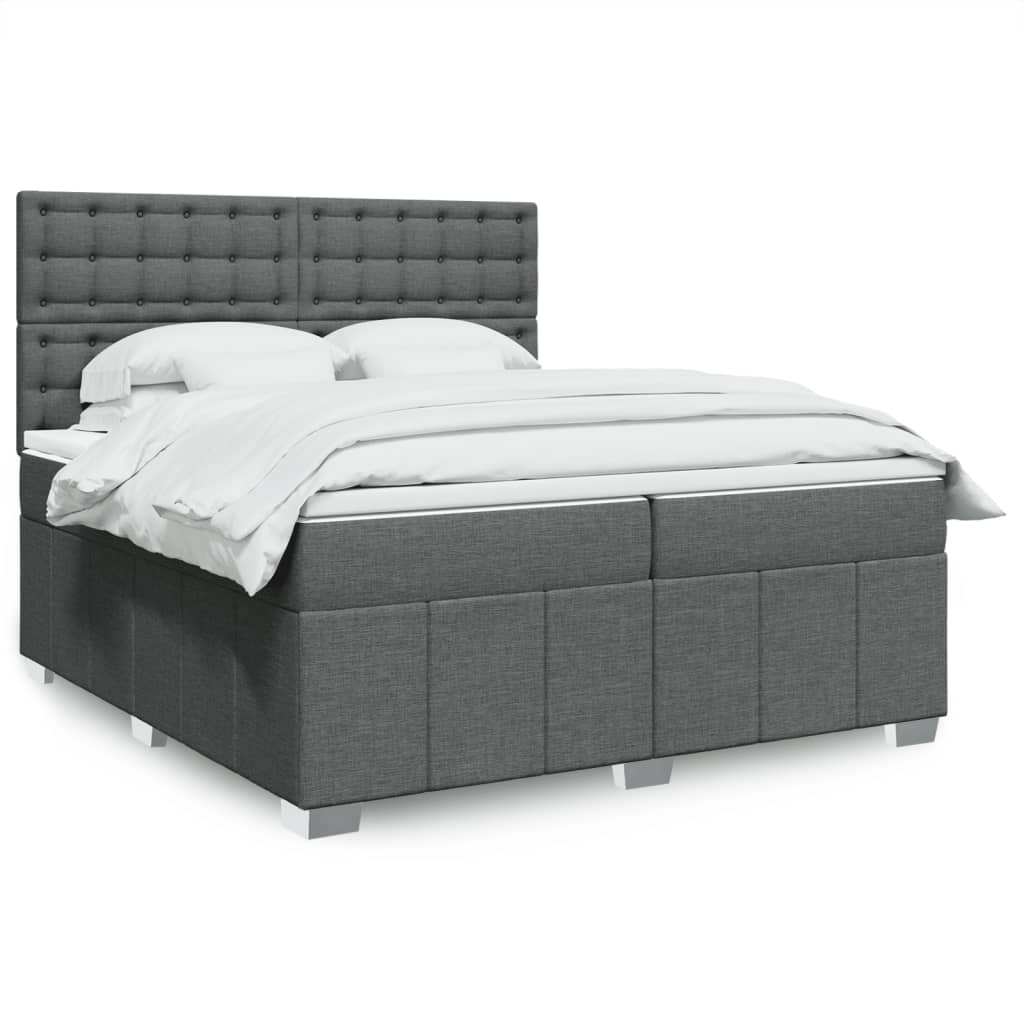 Boxspring met matras stof donkergrijs 200x200 cm