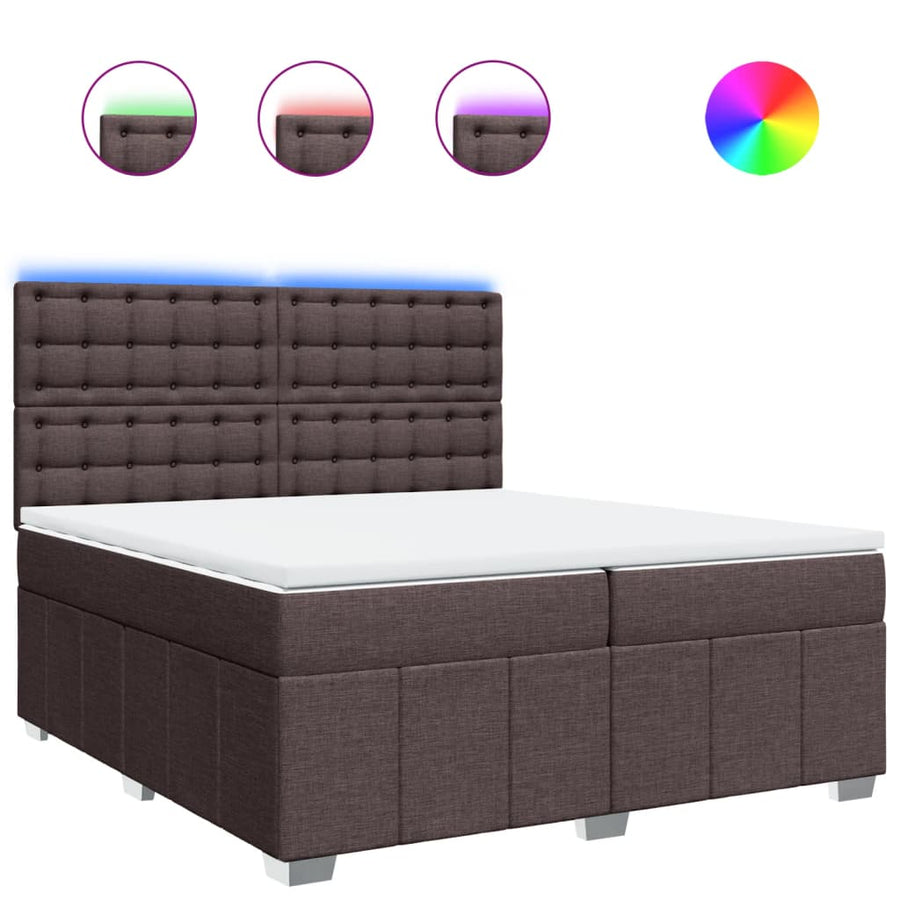 Boxspring met matras stof donkerbruin 200x200 cm