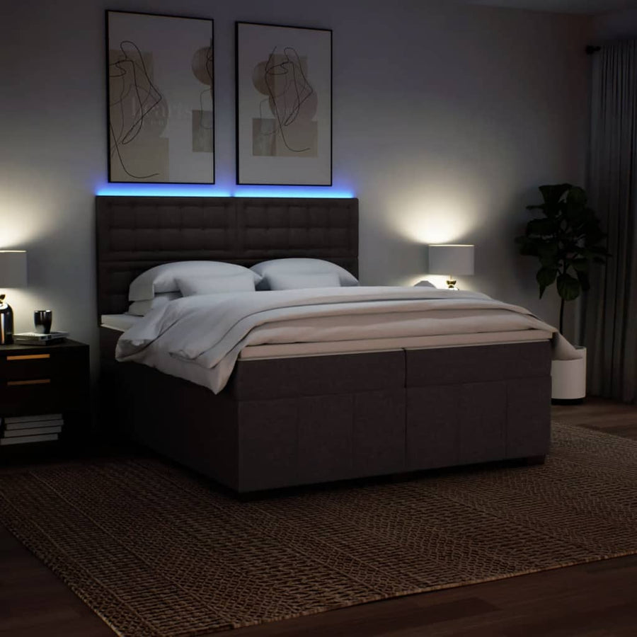 Boxspring met matras stof donkerbruin 200x200 cm