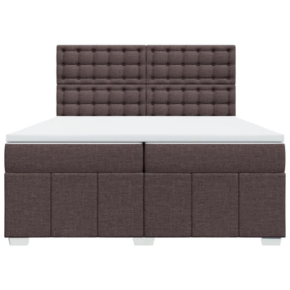 Boxspring met matras stof donkerbruin 200x200 cm