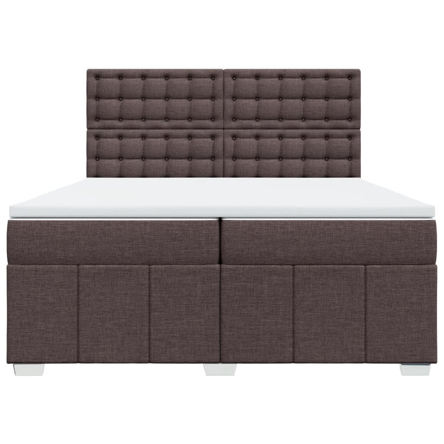 Boxspring met matras stof donkerbruin 200x200 cm