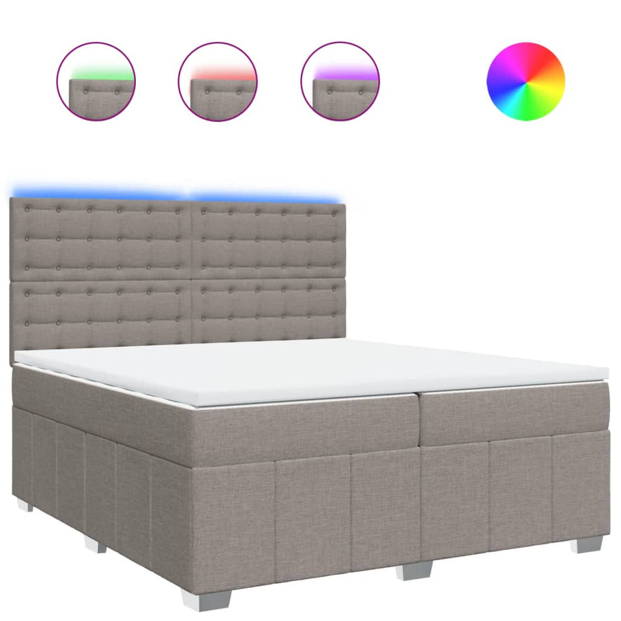 Boxspring met matras stof taupe 200x200 cm