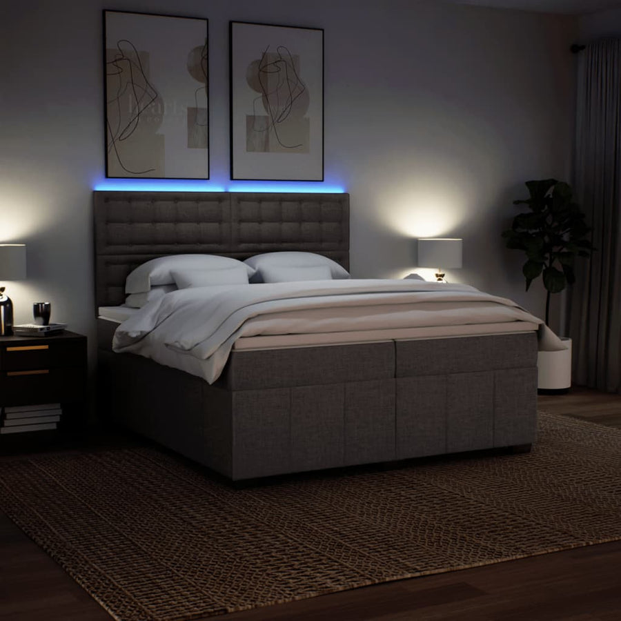 Boxspring met matras stof taupe 200x200 cm