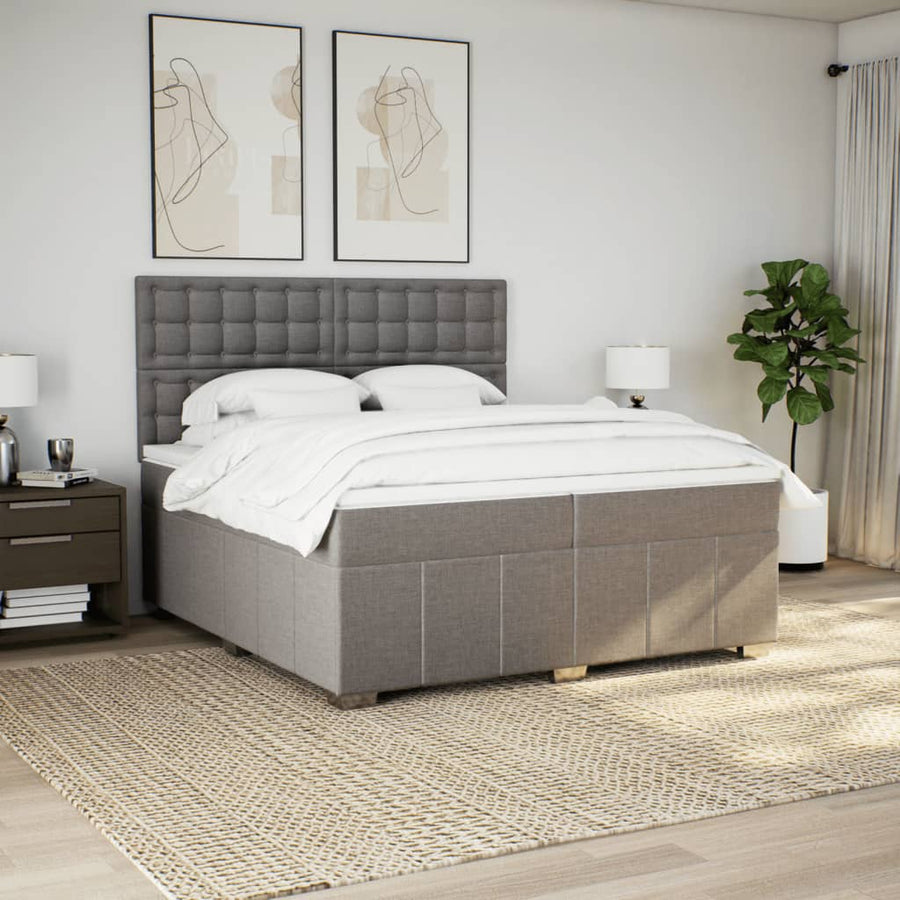 Boxspring met matras stof taupe 200x200 cm
