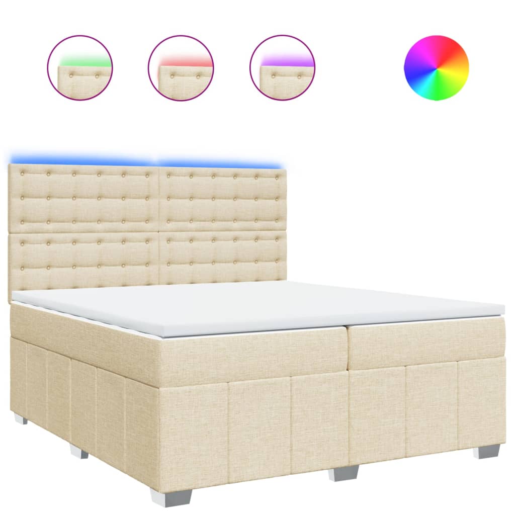 Boxspring met matras stof crèmekleurig 200x200 cm