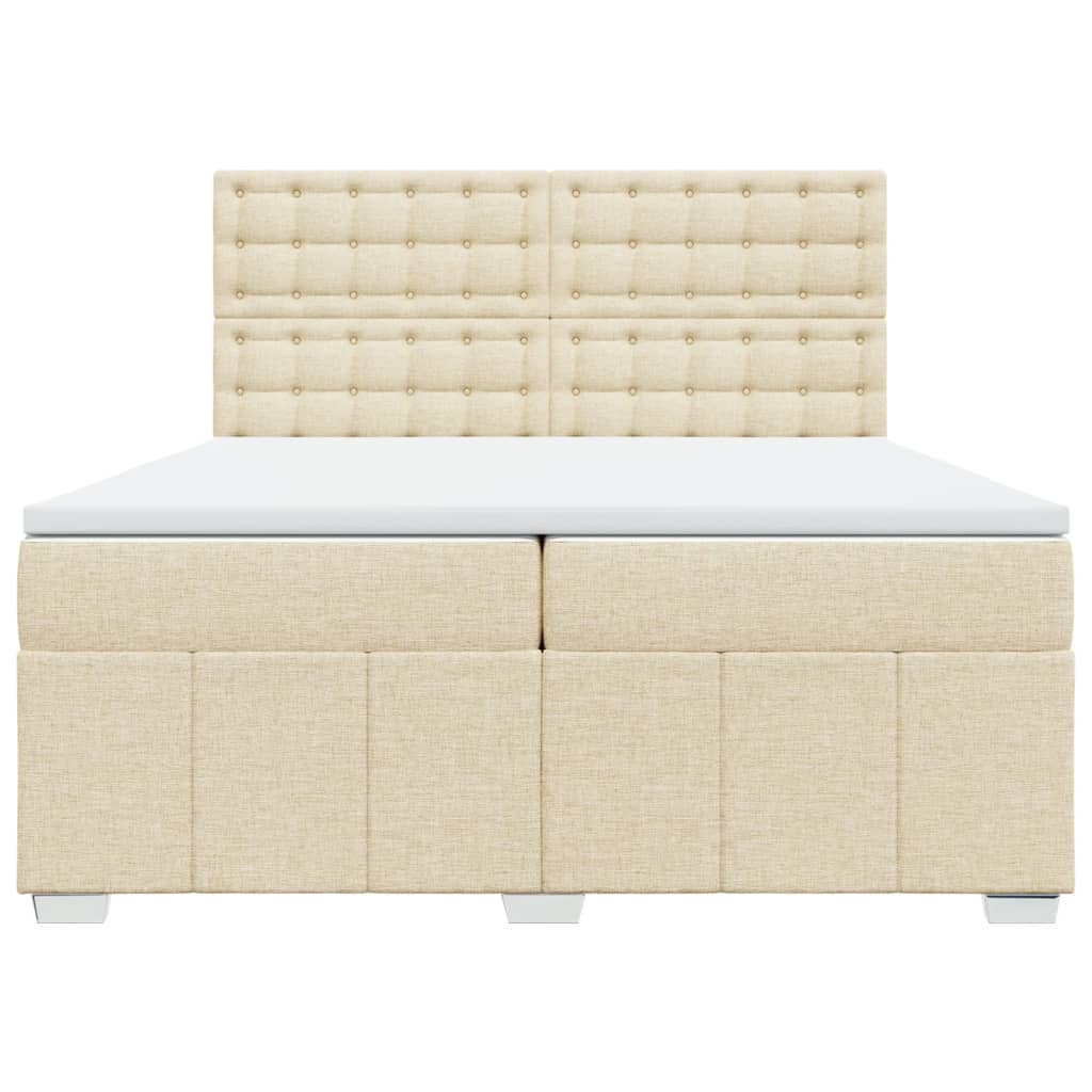 Boxspring met matras stof crèmekleurig 200x200 cm