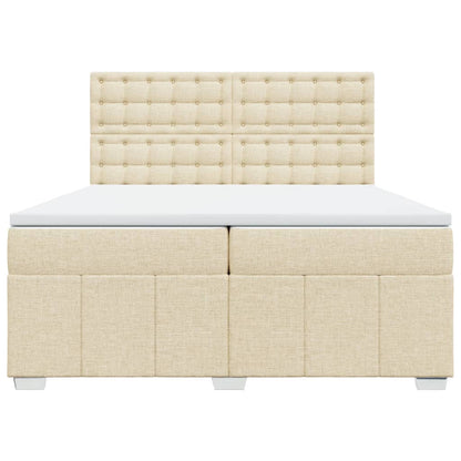 Boxspring met matras stof crèmekleurig 200x200 cm
