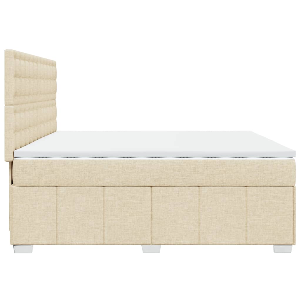 Boxspring met matras stof crèmekleurig 200x200 cm